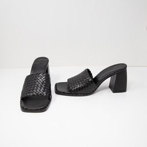 NEW Freda Salvador Rosie Genuine Leather Woven Braided Open Toe Block High Heel